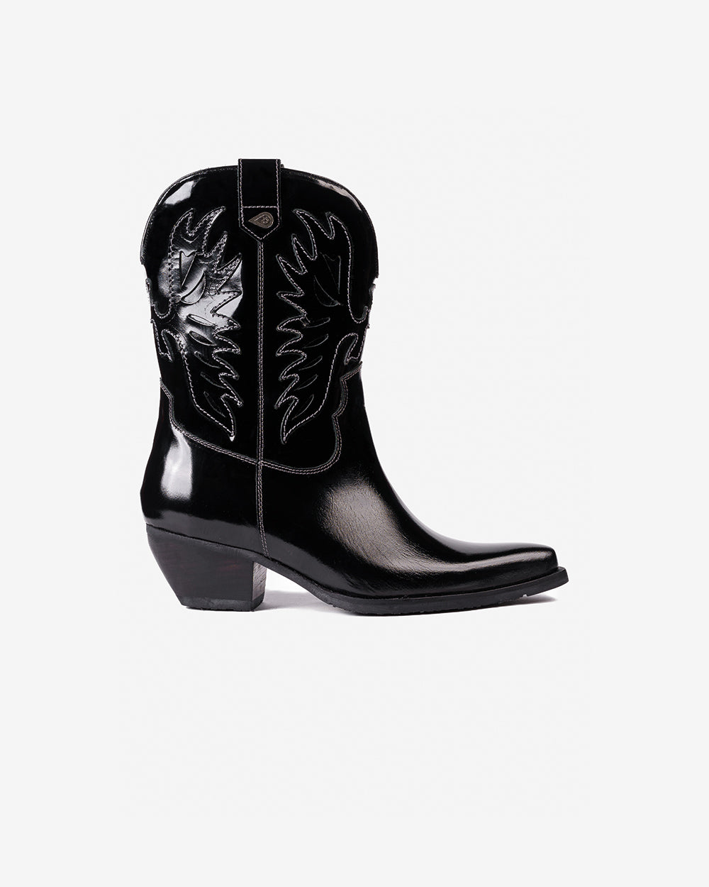 Bota Cuero Vaquera Altar Negro Charol Landazuri