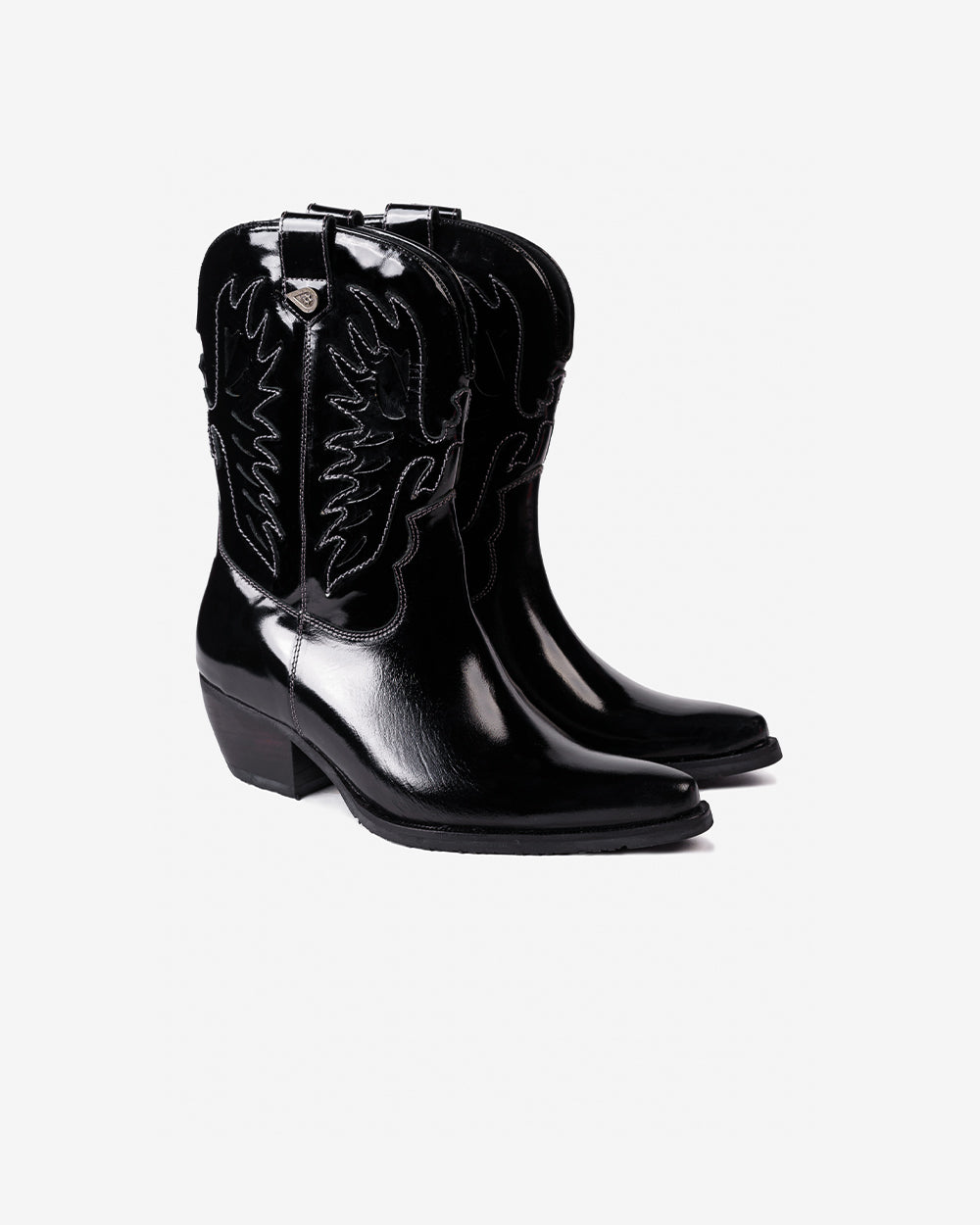 Bota Cuero Vaquera Altar Negro Charol Landazuri