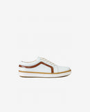 Carishma White Chrysanthemum Leather Sneaker Brown