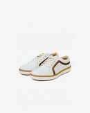 Carishma White Chrysanthemum Leather Sneaker Brown