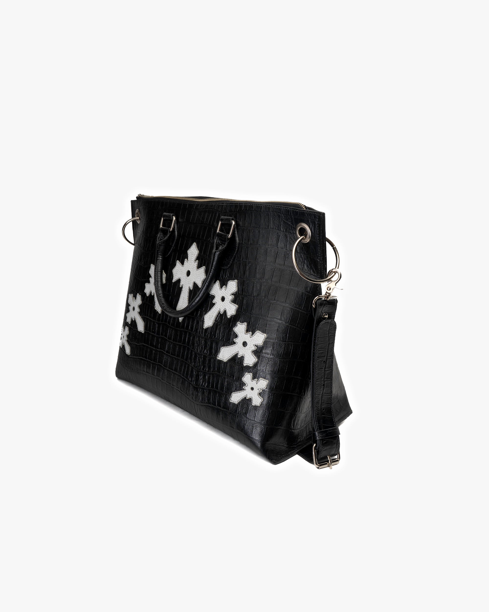 Bolso de Diseñador Negro Castilla Cruces Blancas Landazuri