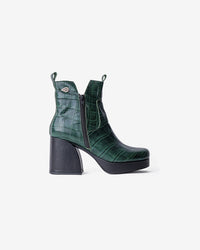 Aspasia Leather Ankle Boot Green Black Landazuri