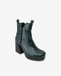 Aspasia Leather Ankle Boot Green Black Landazuri