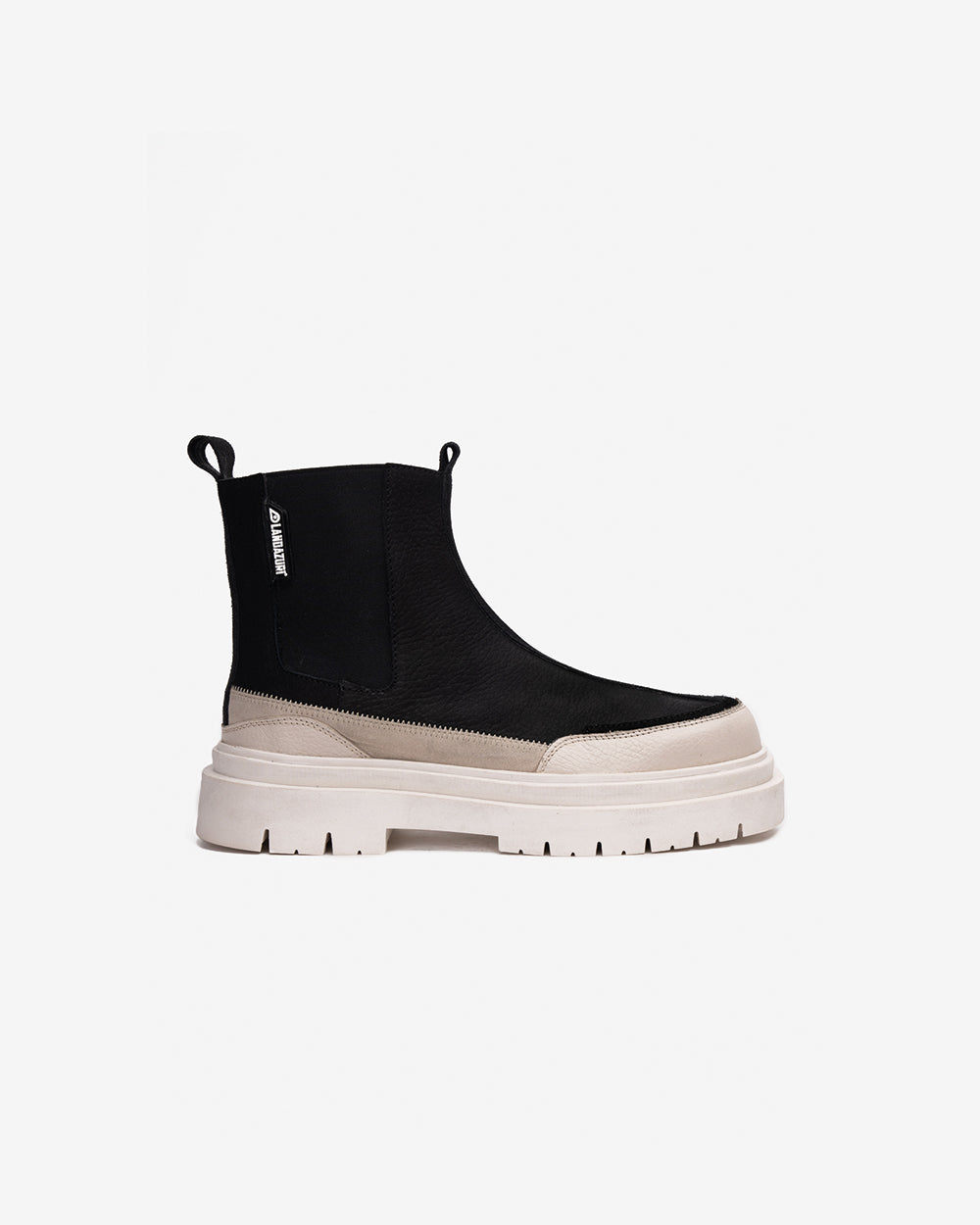 Gaff Leather Ankle Boot White Black Landazuri