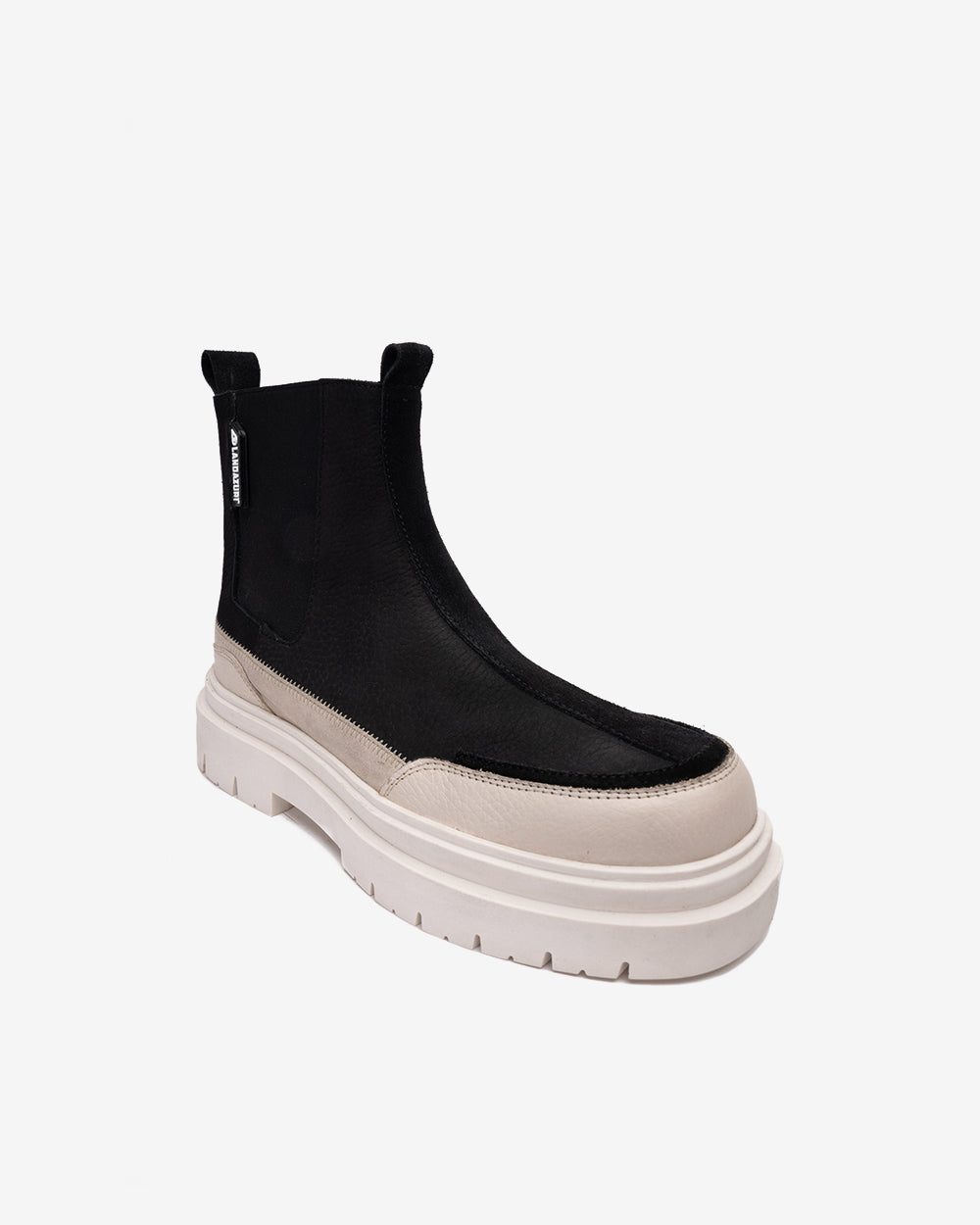 Gaff Leather Ankle Boot White Black Landazuri