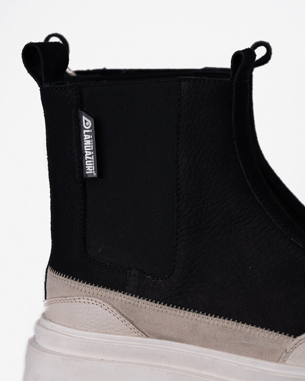 Gaff Leather Ankle Boot White Black Landazuri