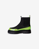 Gaff Leather Ankle Boot Black Green Landazuri