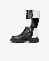 Bota Cuero Reah Blanco Negro Landazuri