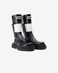 Bota Cuero Reah Blanco Negro Landazuri