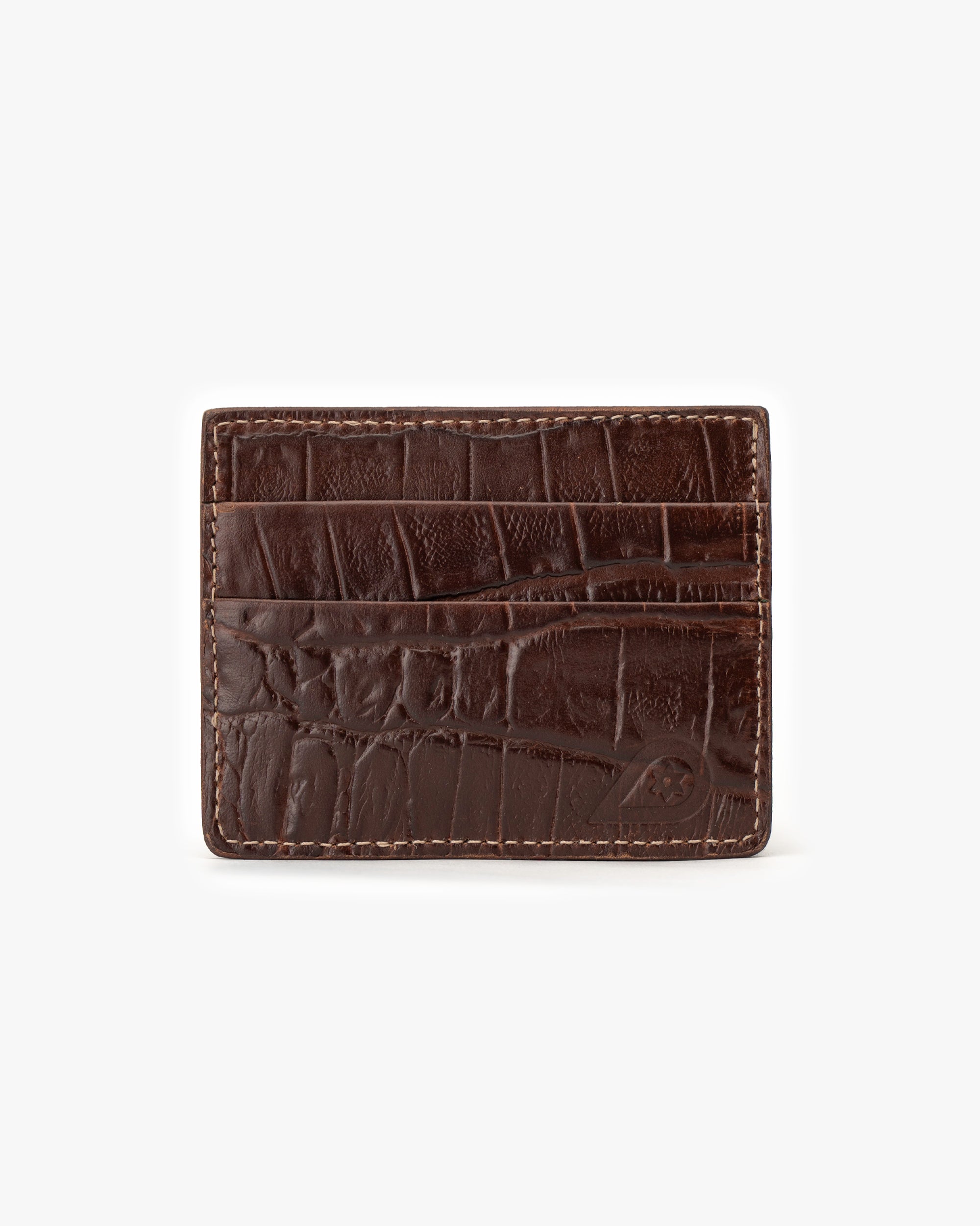 Tarjetero de Cuero Doble Café Caimán Landazuri